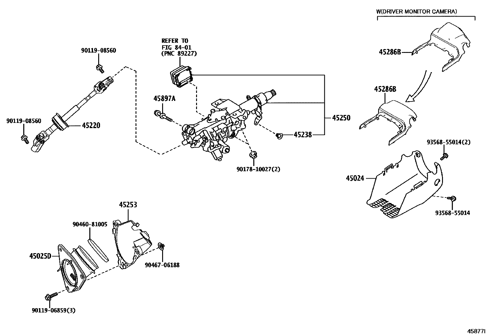 Toyota CAMRY Steering Column & Shaft EPC diagram — 45877I