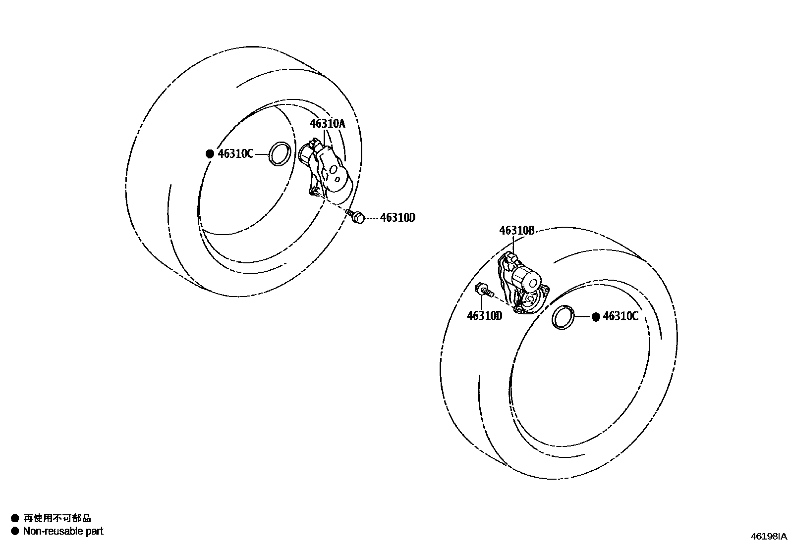 Toyota CAMRY Parking Brake & Cable EPC diagram — 46198IA