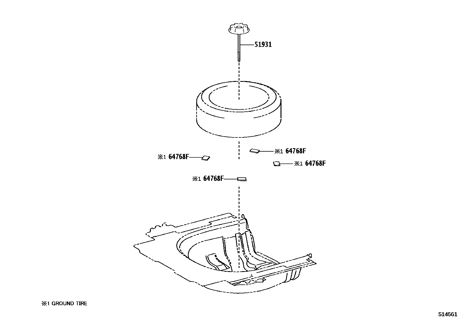 Toyota CAMRY Spare tire rack EPC diagram — 514561