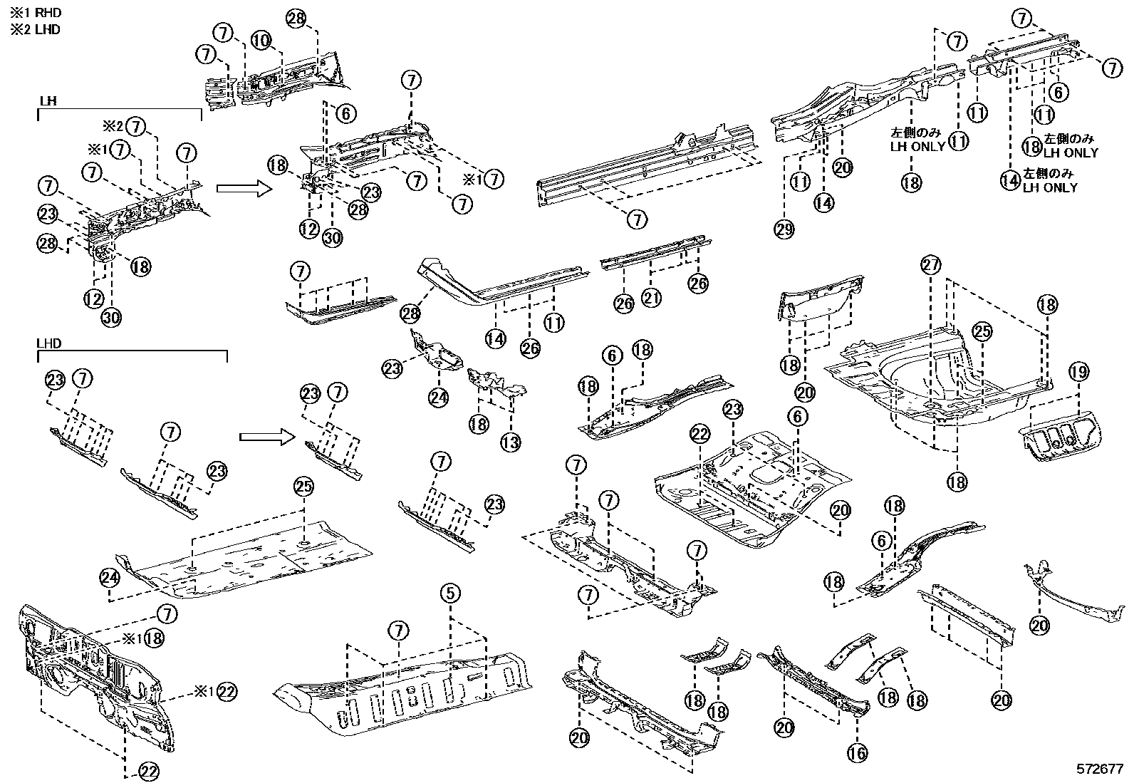 Toyota CAMRY hole plug EPC diagram — 572677