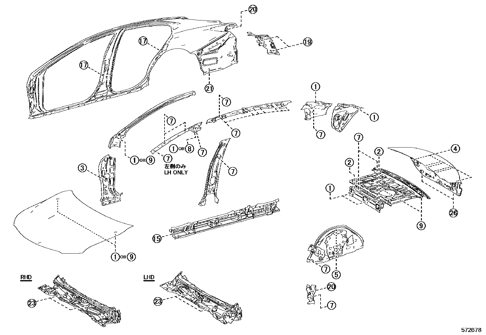 Toyota CAMRY hole plug EPC diagram — 572678