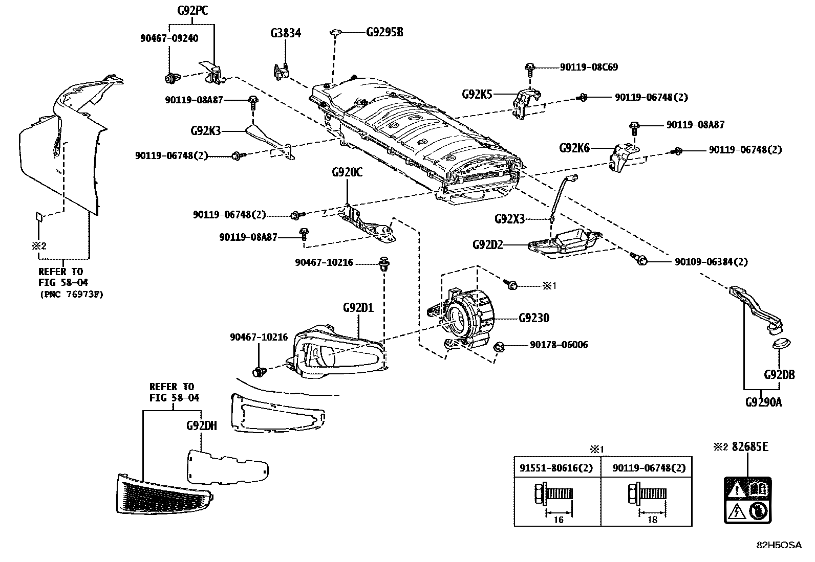 Toyota CAMRY 蓄电池和蓄电池电缆 EPC diagram — 82H5OSA