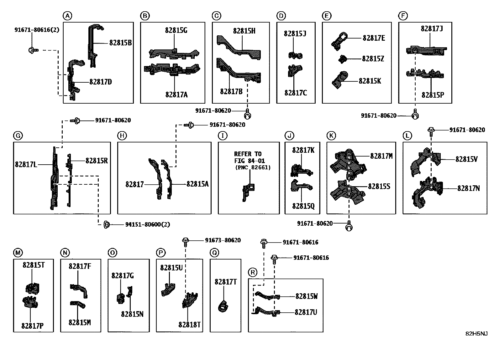 Toyota CAMRY 线束和卡夹 EPC diagram — 82H5NJ