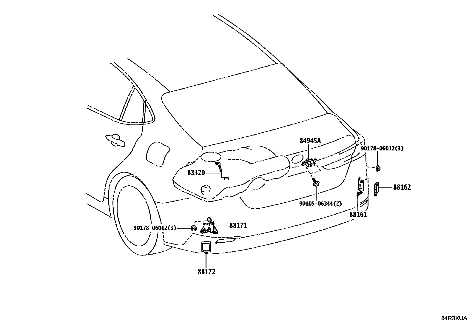 Toyota CAMRY 开关和继电器和ECU EPC diagram — 84R3XUA