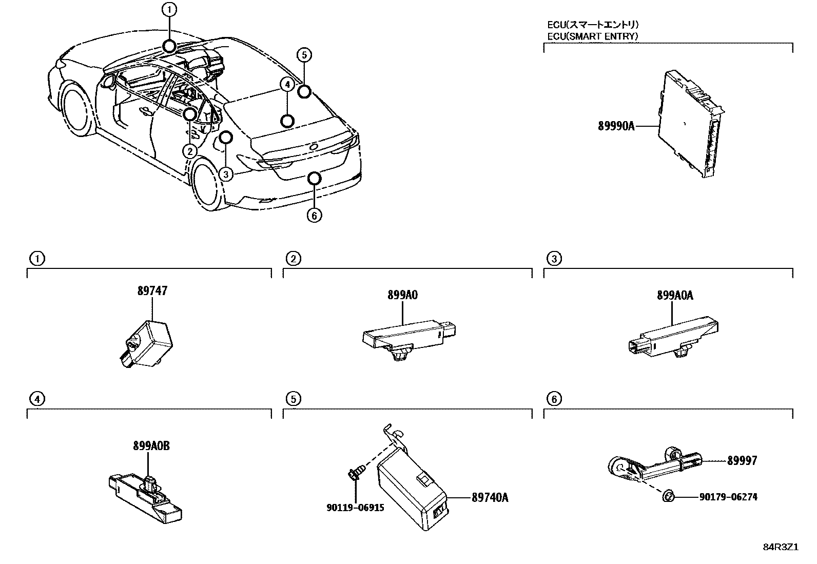 Toyota CAMRY 遥控门锁 EPC diagram — 84R3Z1