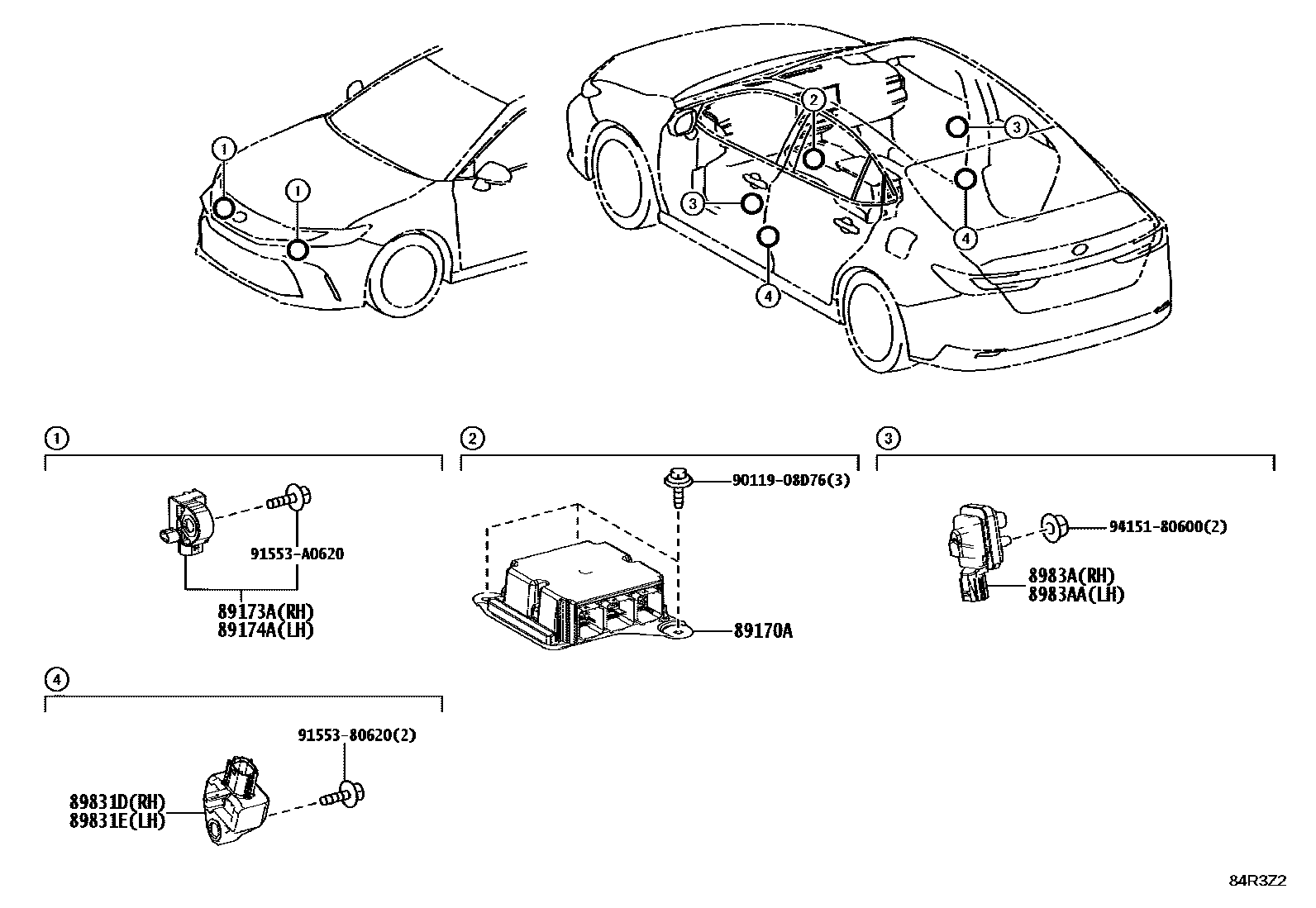 Toyota CAMRY 空气囊 EPC diagram — 84R3Z2