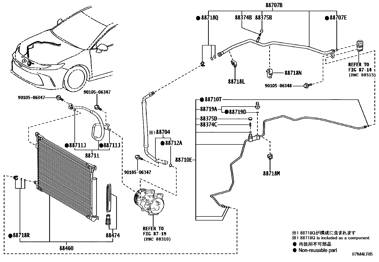 Toyota CAMRY Heating & Air Conditioning - Cooler Piping EPC diagram — 87M4LRB