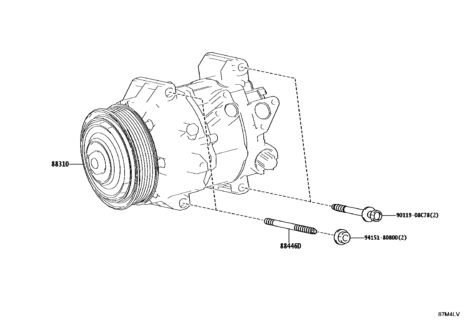 Toyota CAMRY Heating & Air Conditioning - Compressor EPC diagram — 87M4LV