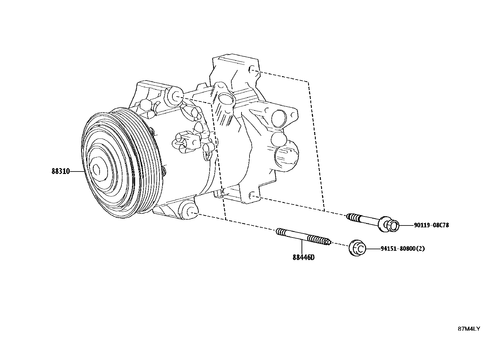 Toyota CAMRY Heating & Air Conditioning - Compressor EPC diagram — 87M4LY
