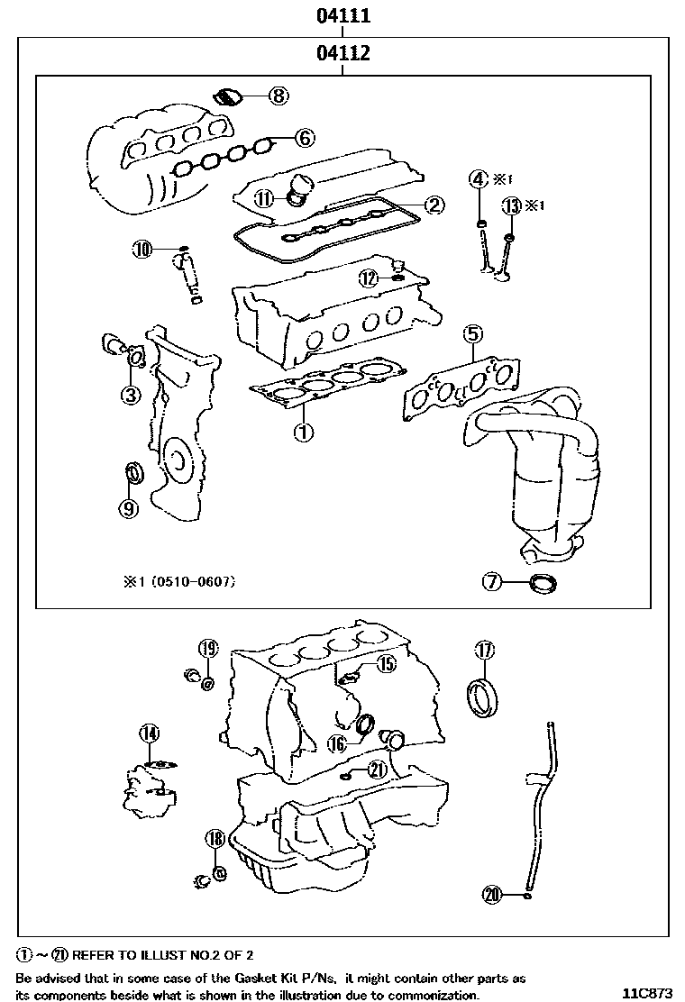 Toyota CAMRY Engine Overhaul Gasket Kit EPC diagram — 11C873