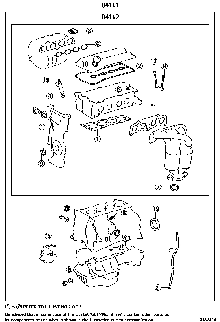 Toyota CAMRY Engine Overhaul Gasket Kit EPC diagram — 11C879