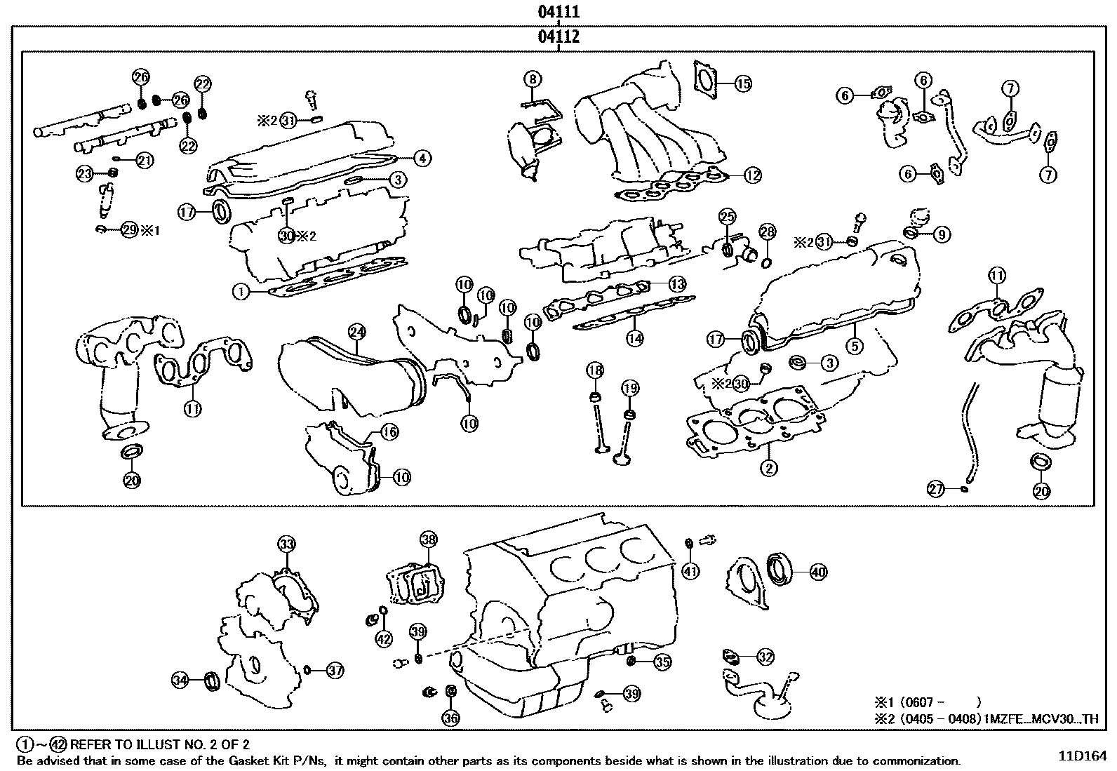 Toyota CAMRY Engine Overhaul Gasket Kit EPC diagram — 11D164