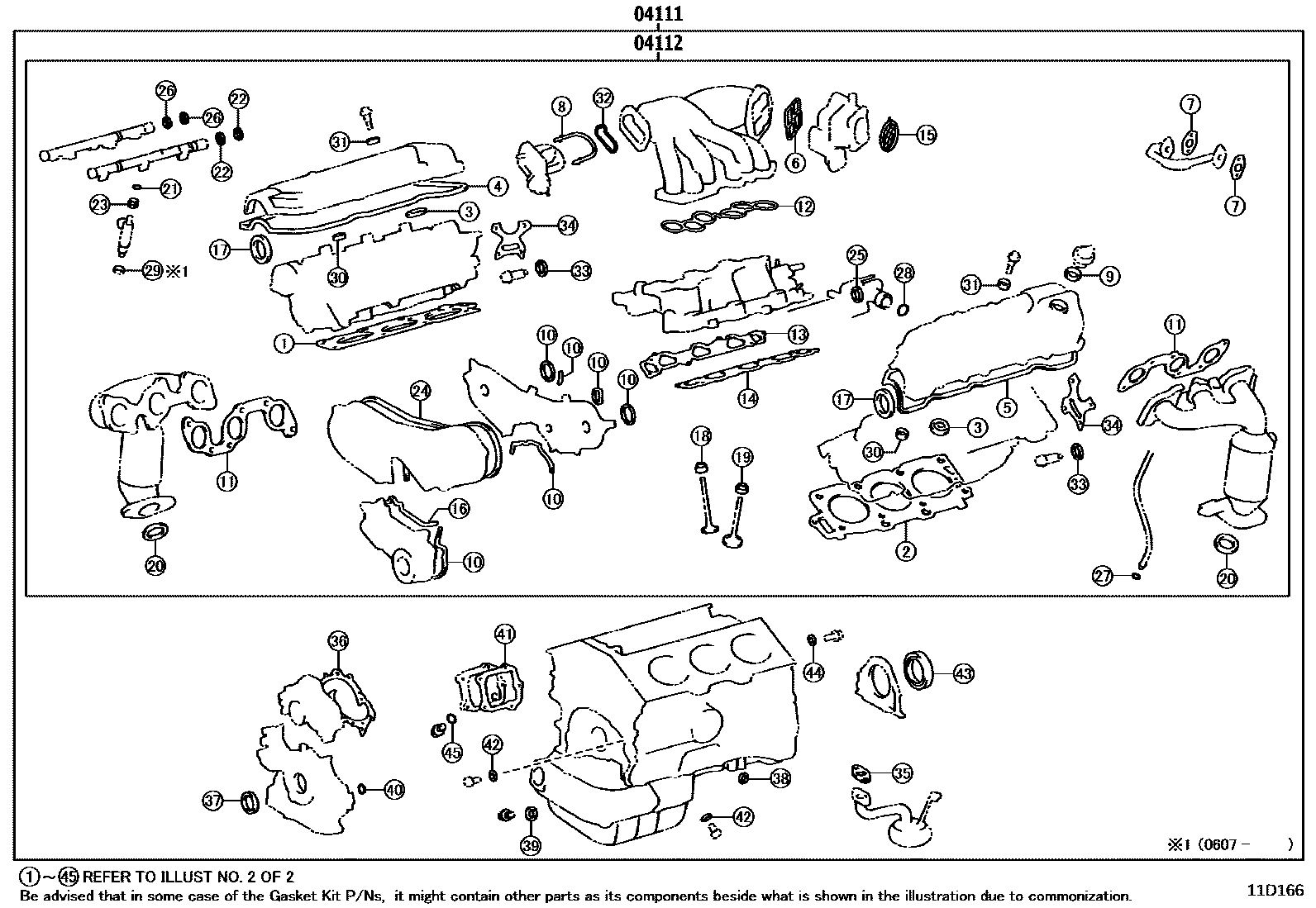 Toyota CAMRY Engine Overhaul Gasket Kit EPC diagram — 11D166