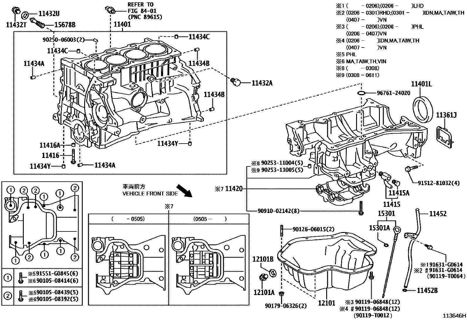 Toyota CAMRY Cylinder Block EPC diagram — 113646H