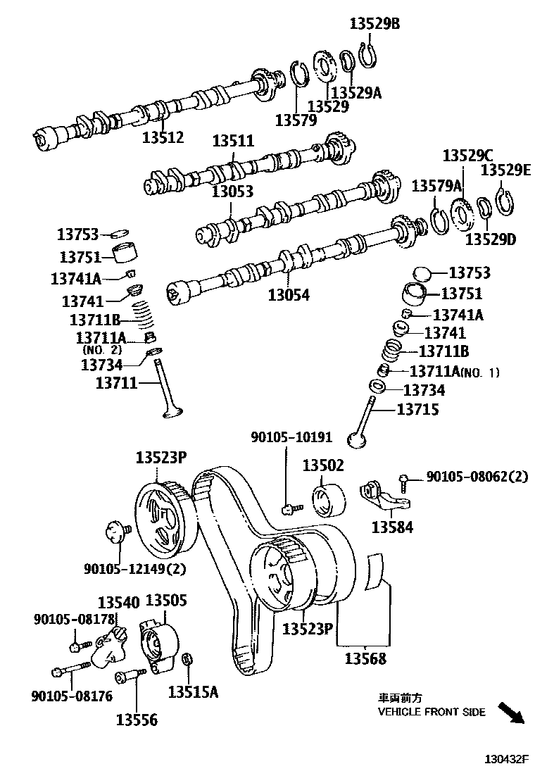 Toyota CAMRY Camshaft & Valve EPC diagram — 130432F