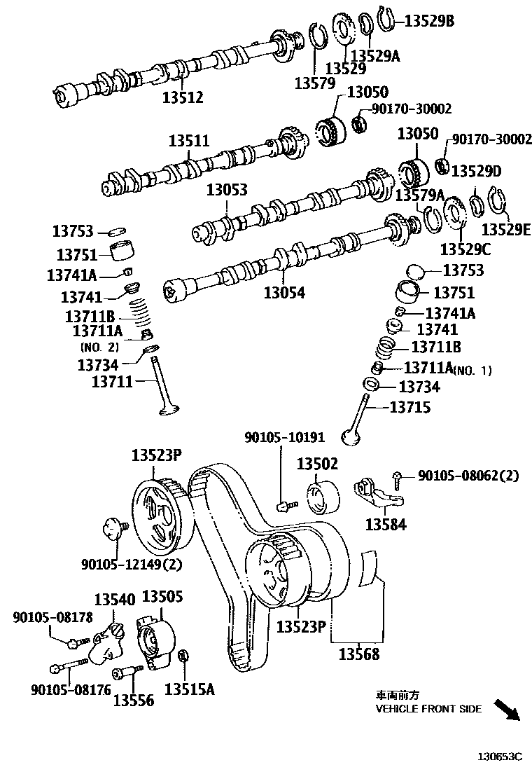 Toyota CAMRY Camshaft & Valve EPC diagram — 130653C