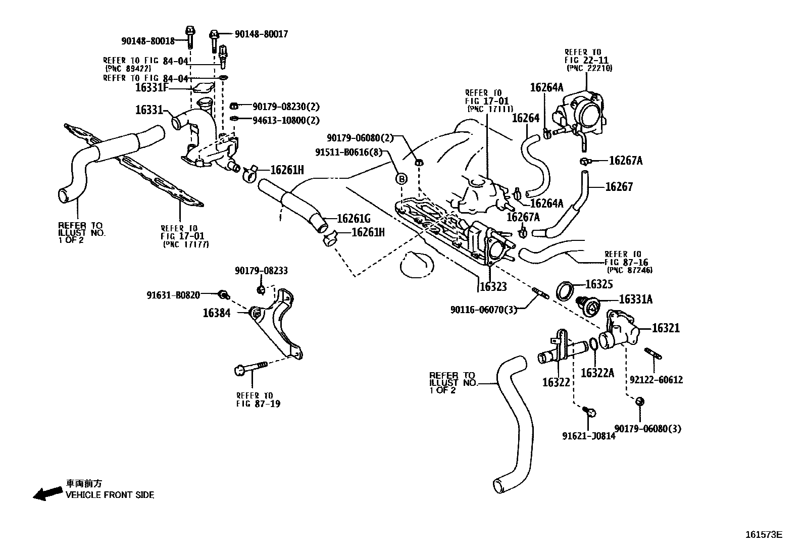 Toyota CAMRY RADIATOR & WATER OUTLET EPC diagram — 161573E