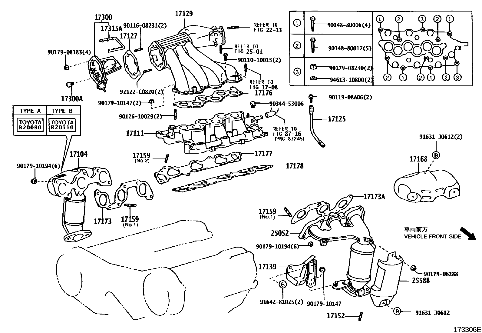 Toyota CAMRY Manifold EPC diagram — 173306E