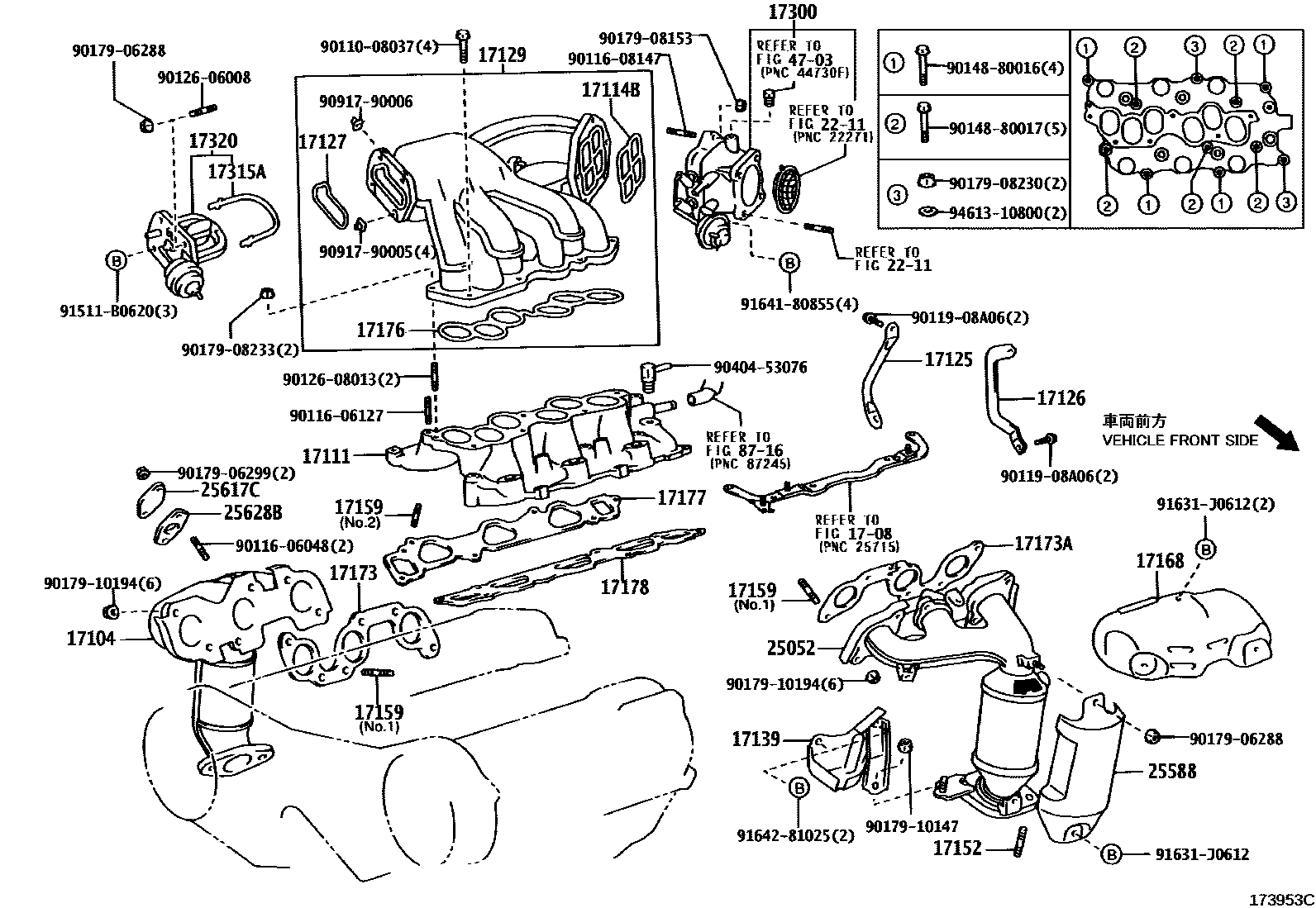Toyota CAMRY Manifold EPC diagram — 173953C