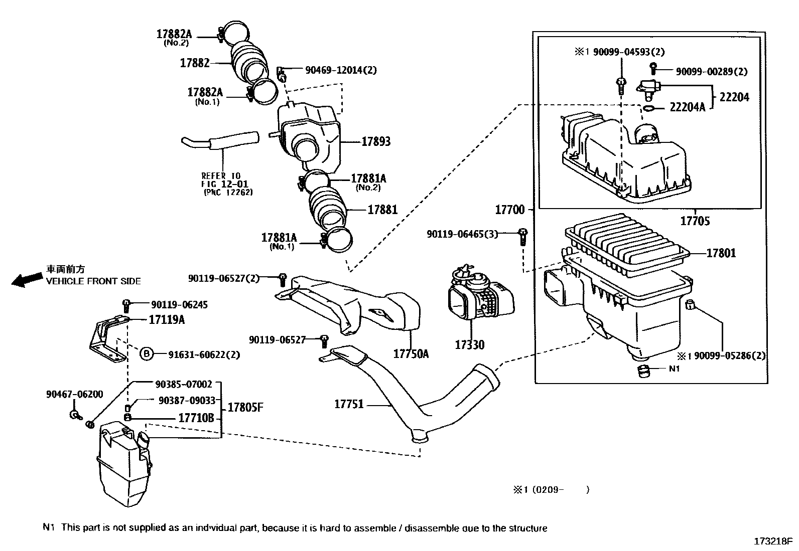 Toyota CAMRY Air Cleaner EPC diagram — 173218F