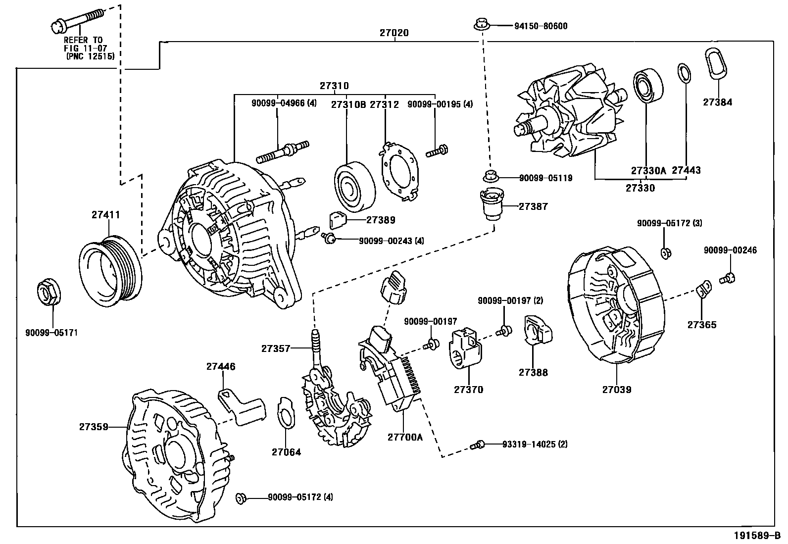 Toyota CAMRY Alternator EPC diagram — 191589B
