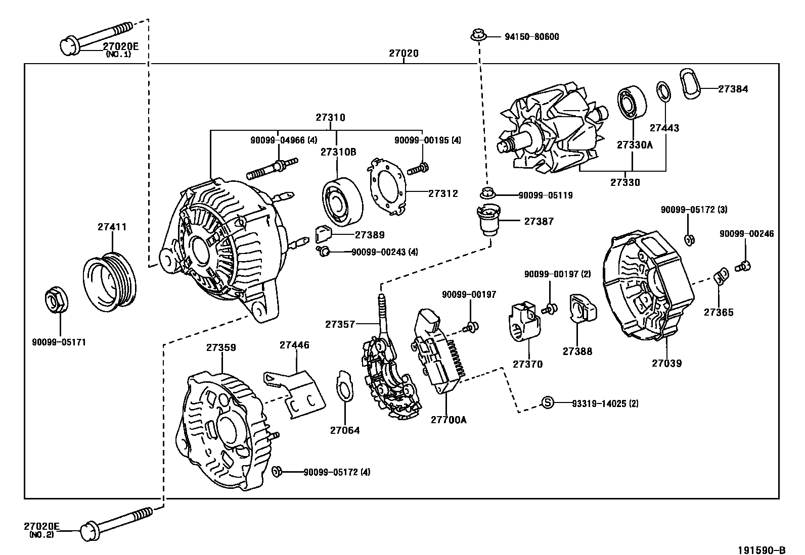 Toyota CAMRY Alternator EPC diagram — 191590B
