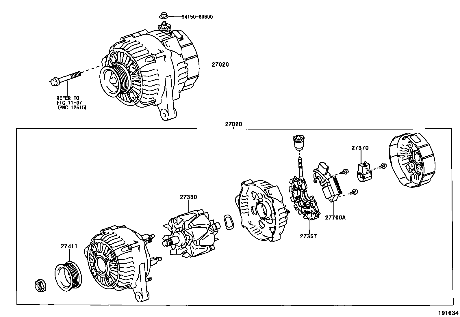 Toyota CAMRY Alternator EPC diagram — 191634