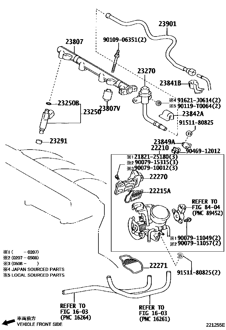 Toyota CAMRY 燃油喷射系统 EPC diagram — 221255E