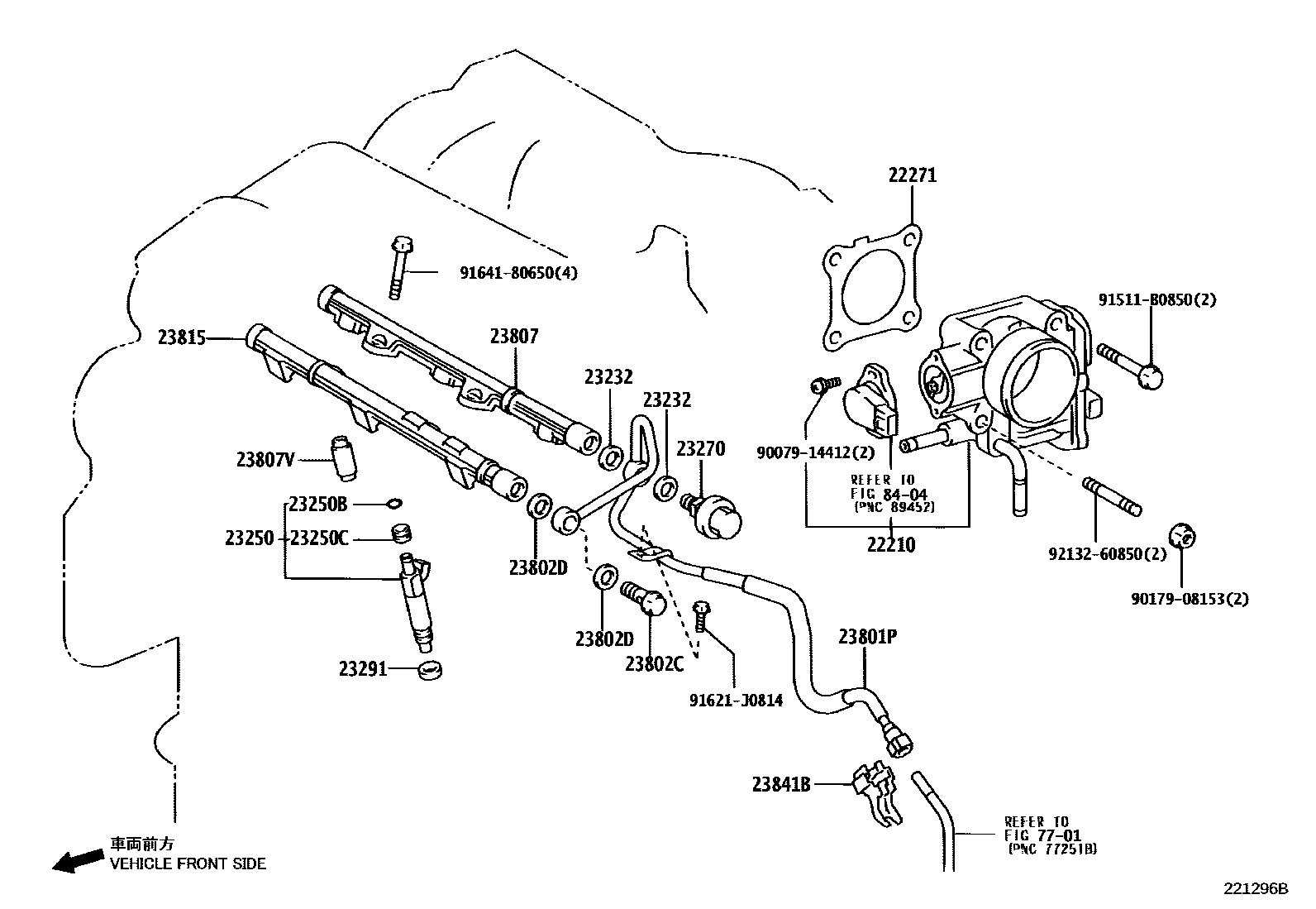 Toyota CAMRY 燃油喷射系统 EPC diagram — 221296B