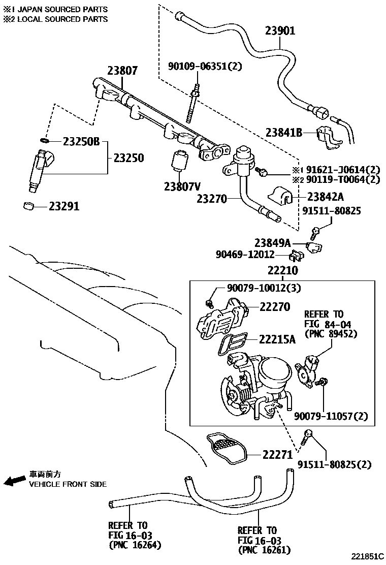 Toyota CAMRY 燃油喷射系统 EPC diagram — 221851C