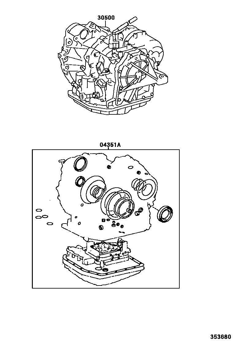 Toyota CAMRY 传动桥或变速器总成和衬垫组件(ATM) EPC diagram — 353680