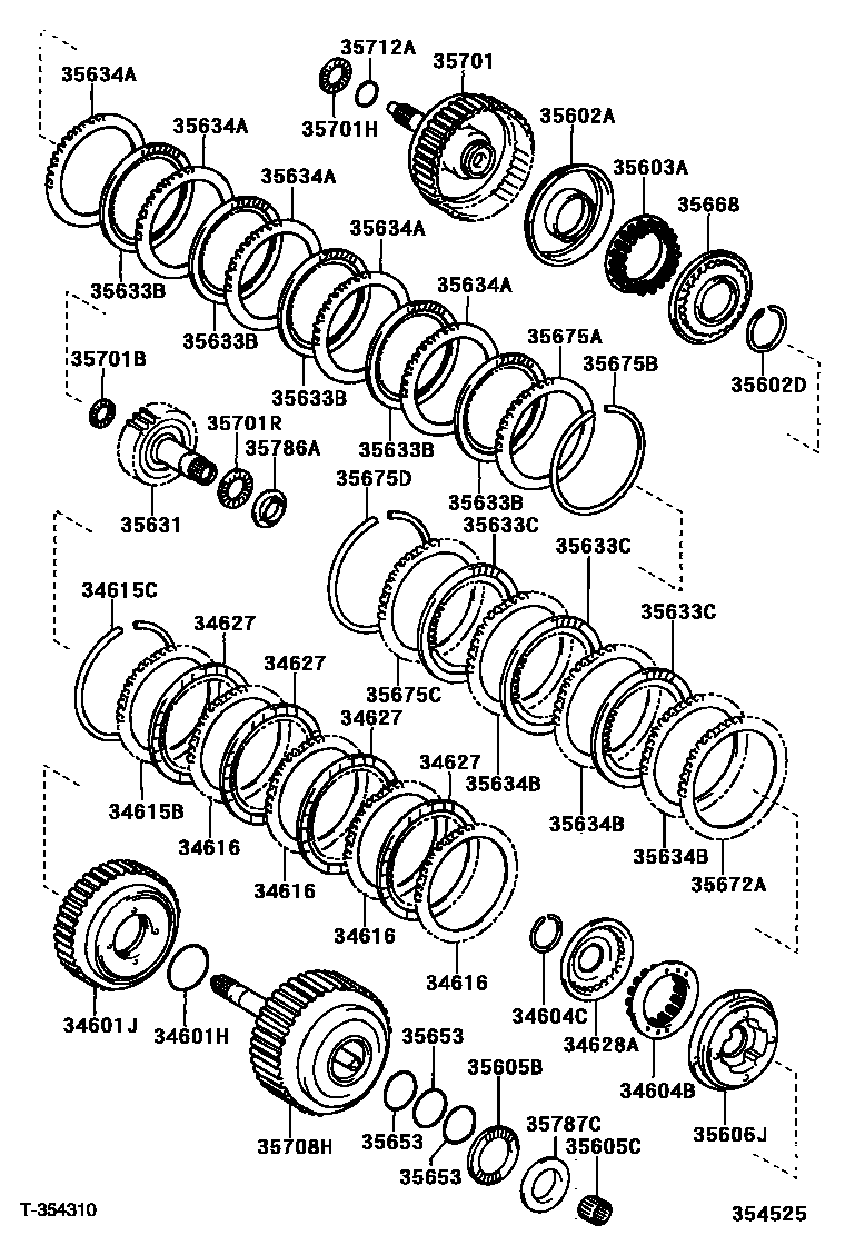 Toyota CAMRY 制动带和多片式离合器(ATM) EPC diagram — 354525