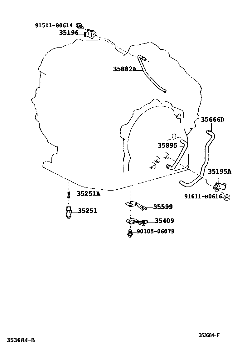 Toyota CAMRY 阀体和滤油网(ATM) EPC diagram — 353684F