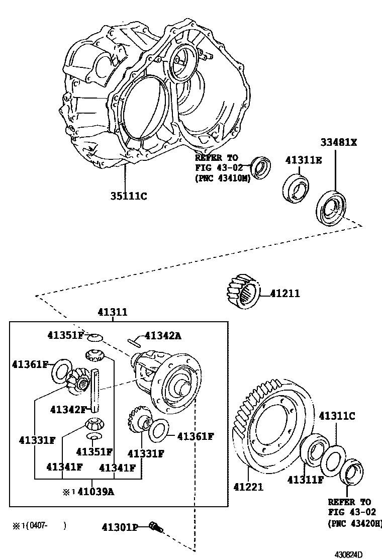 Toyota CAMRY 前桥壳和差速器 EPC diagram — 430824D