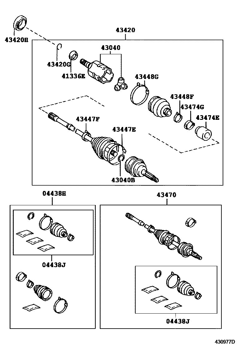 Toyota CAMRY Front Drive Shaft EPC diagram — 430977D