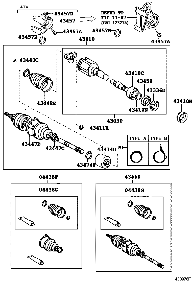 Toyota CAMRY Front Drive Shaft EPC diagram — 430978F