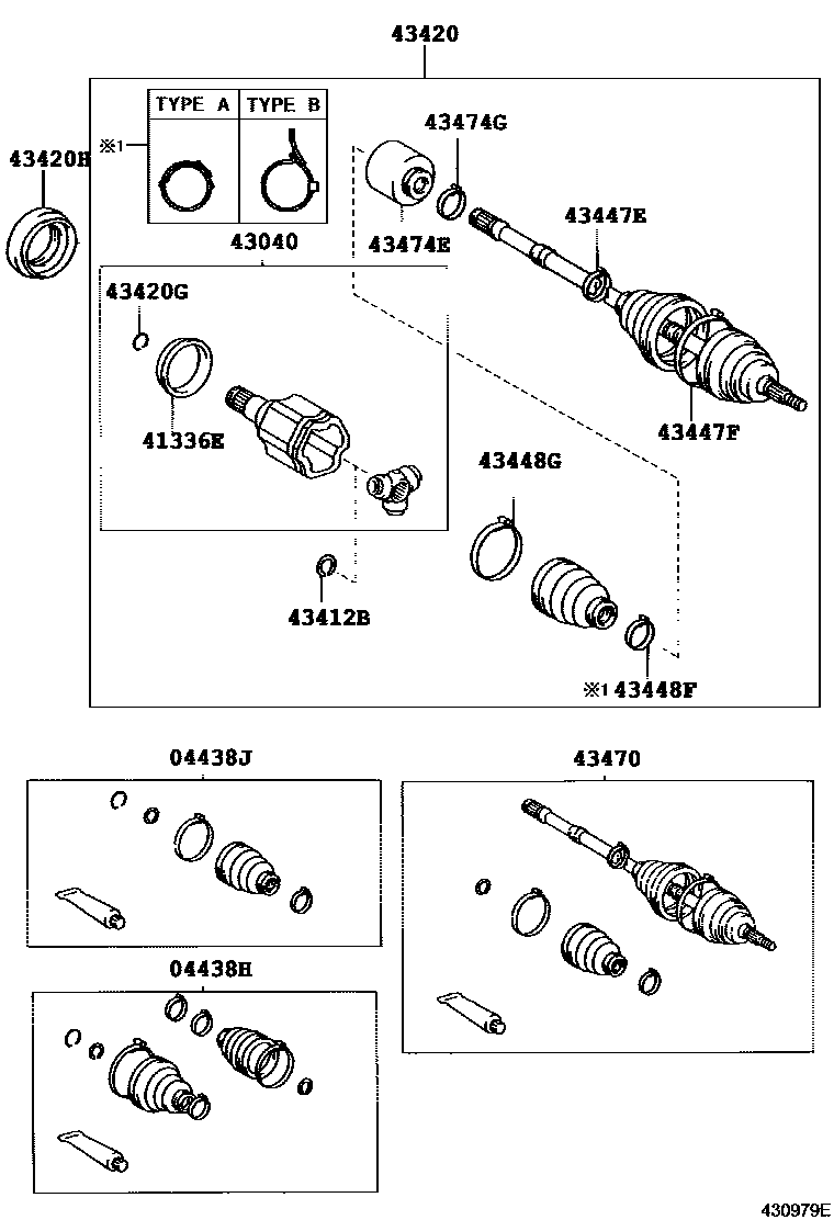 Toyota CAMRY Front Drive Shaft EPC diagram — 430979E