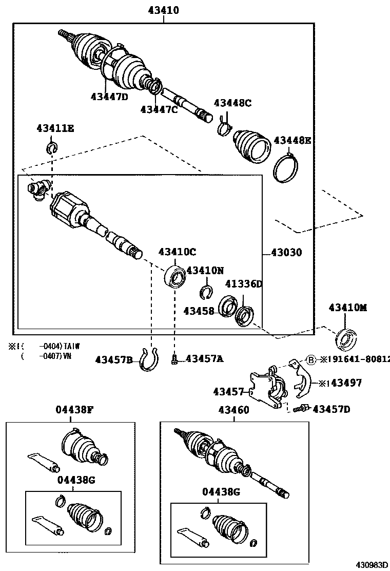 Toyota CAMRY Front Drive Shaft EPC diagram — 430983D