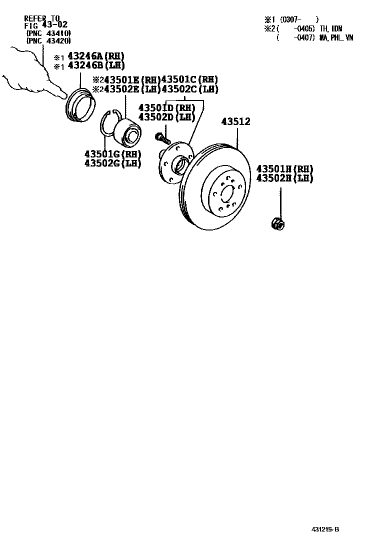 Toyota CAMRY Front Axle Hub EPC diagram — 431219B