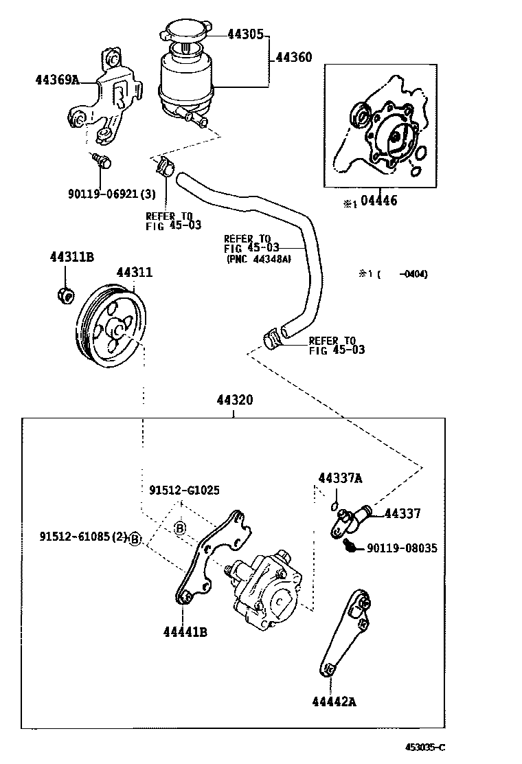 Toyota CAMRY 叶片泵和储油罐(动力转向) EPC diagram — 453035C