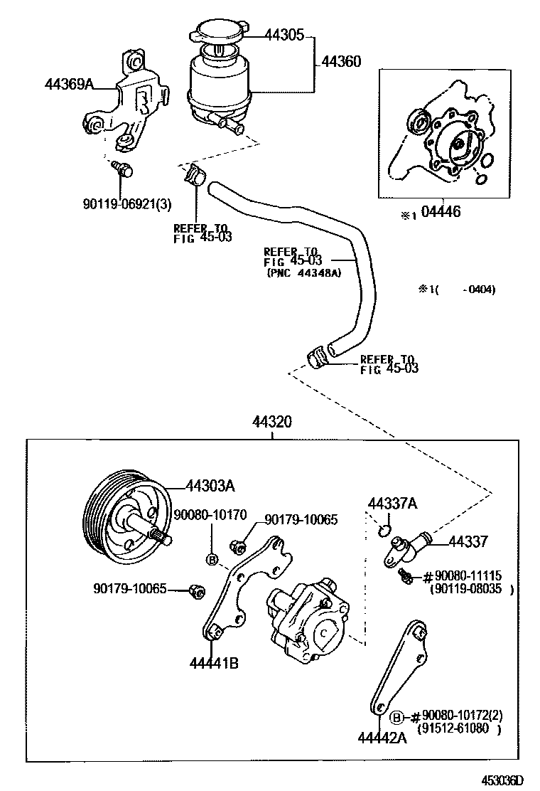 Toyota CAMRY 叶片泵和储油罐(动力转向) EPC diagram — 453036D