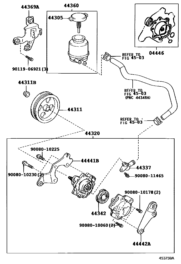Toyota CAMRY 叶片泵和储油罐(动力转向) EPC diagram — 453759A