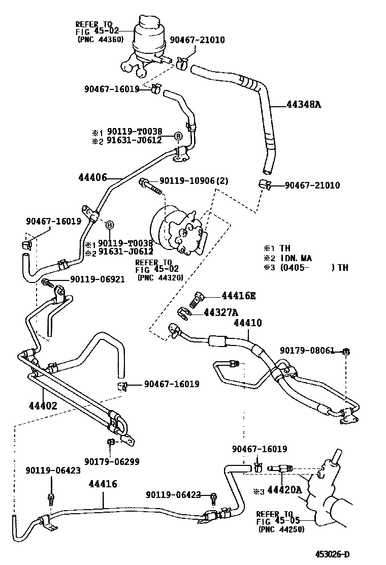 Toyota CAMRY 动力转向配管 EPC diagram — 453026D