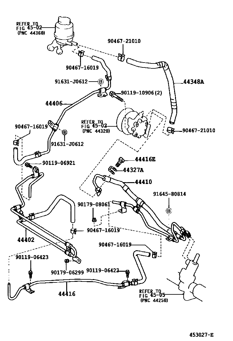 Toyota CAMRY 动力转向配管 EPC diagram — 453027E