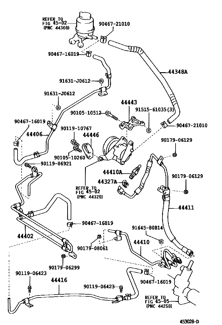 Toyota CAMRY 动力转向配管 EPC diagram — 453028D