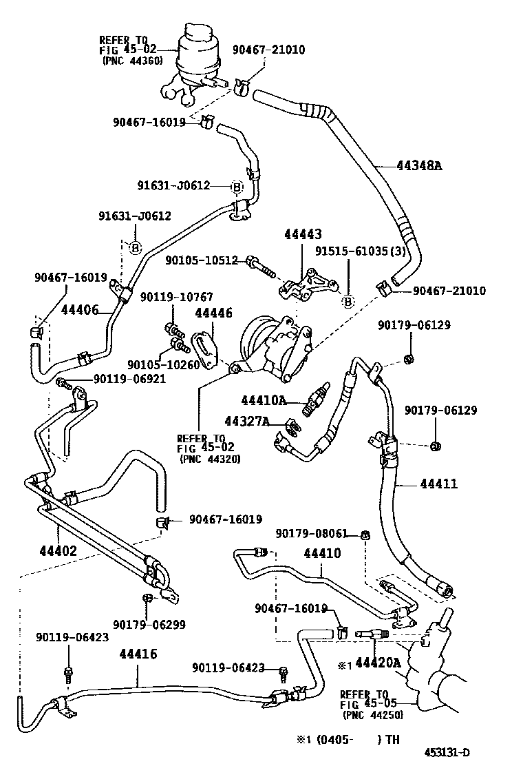 Toyota CAMRY 动力转向配管 EPC diagram — 453131D