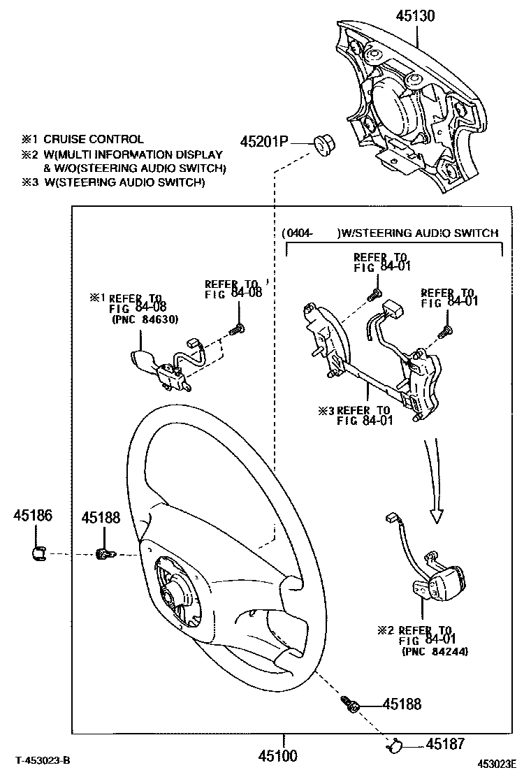 Toyota CAMRY Steering Wheel EPC diagram — 453023E