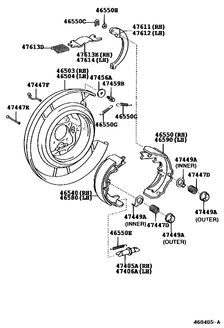 Toyota CAMRY Parking Brake & Cable EPC diagram — 460405A