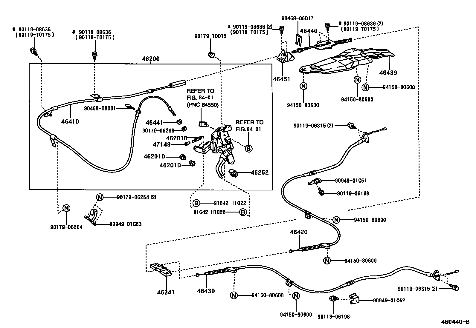 Toyota CAMRY Parking Brake & Cable EPC diagram — 460440B