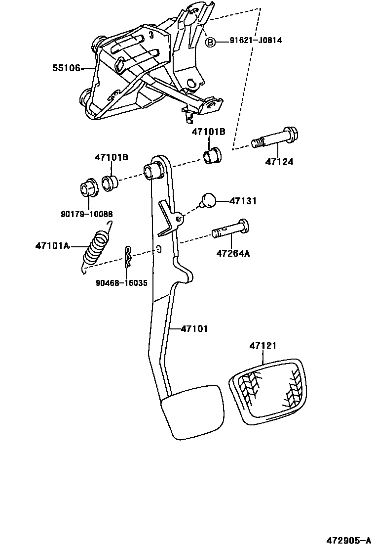 Toyota CAMRY Brake Pedal & Bracket EPC diagram — 472905A
